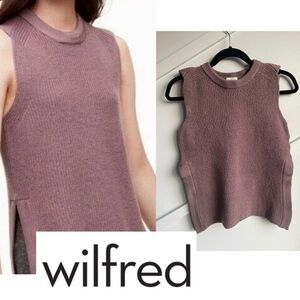 Aritzia Wilfred  purple Knit Wool Sleeveless Sweater Top size M Crew neck